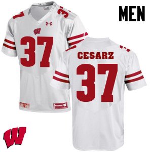 Men's Wisconsin Badgers NCAA #37 Ethan Cesarz White Authentic Under Armour Stitched College Football Jersey YR31L20VU